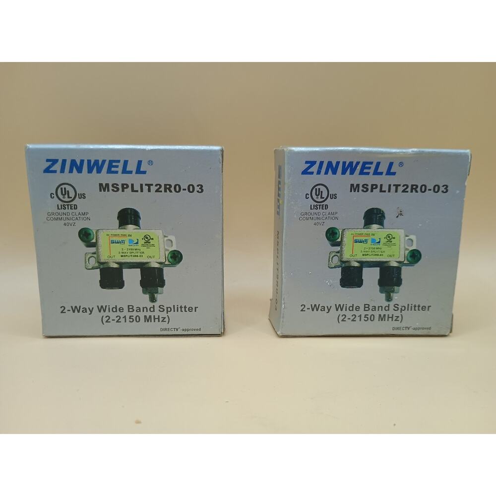 Zinwell 2-Way Wide Band Splitter 2-2150 MHz | Model MSPLIT2R0-03 - Lot Of 2